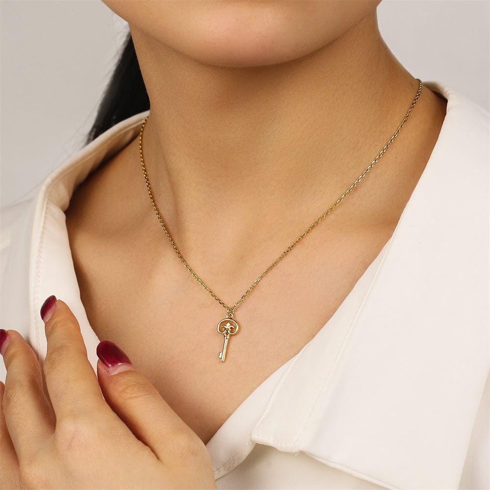 16K gold Key 1.2mm width necklace for women