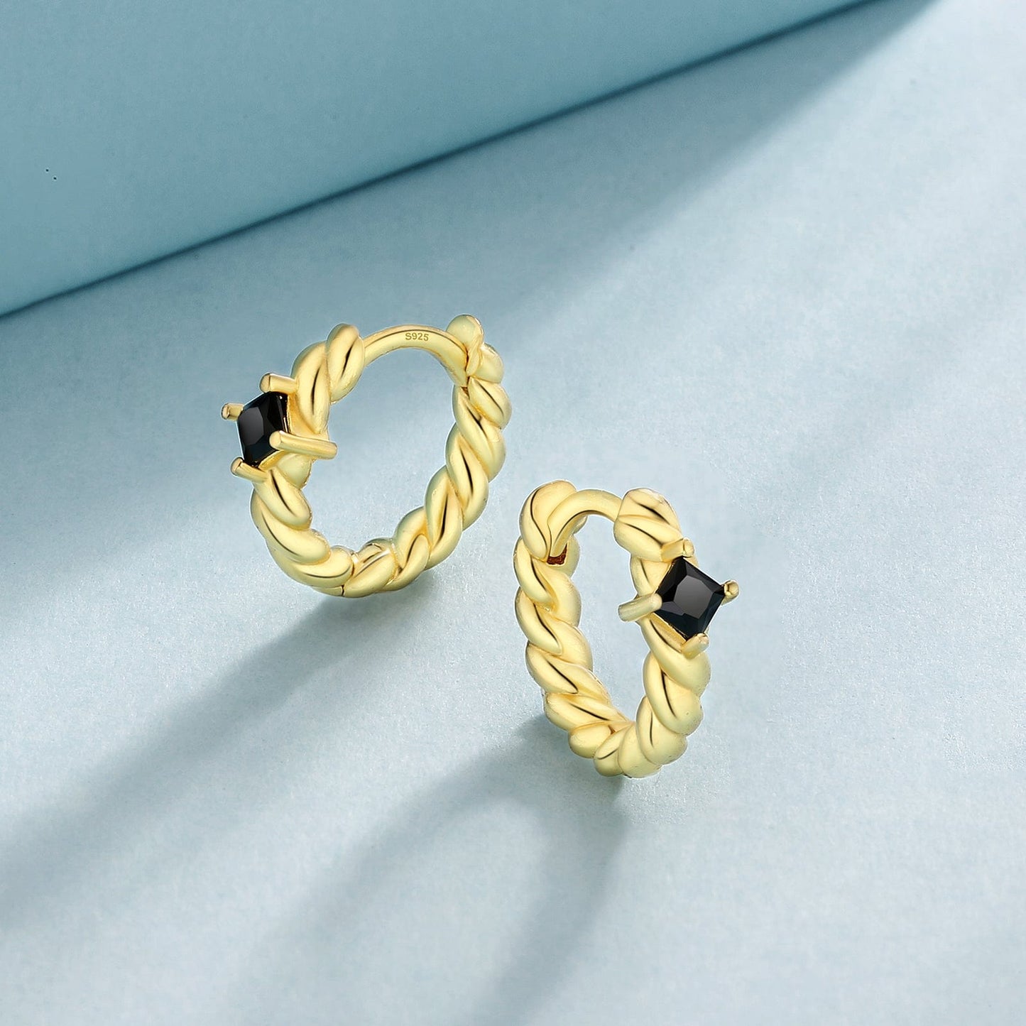 Wholesale Hoop Earrings Black CZ Diamond S925 13mm Hoop for Women