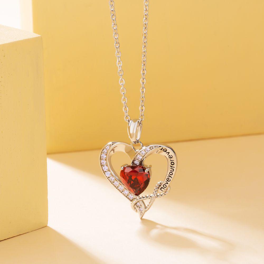 Wholesale 925 Sterling Silver January Birthstone Garnet Red Heart Pendant Forever Love