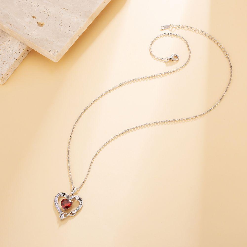 Wholesale 925 Sterling Silver January Birthstone Garnet Red Heart Pendant Forever Love