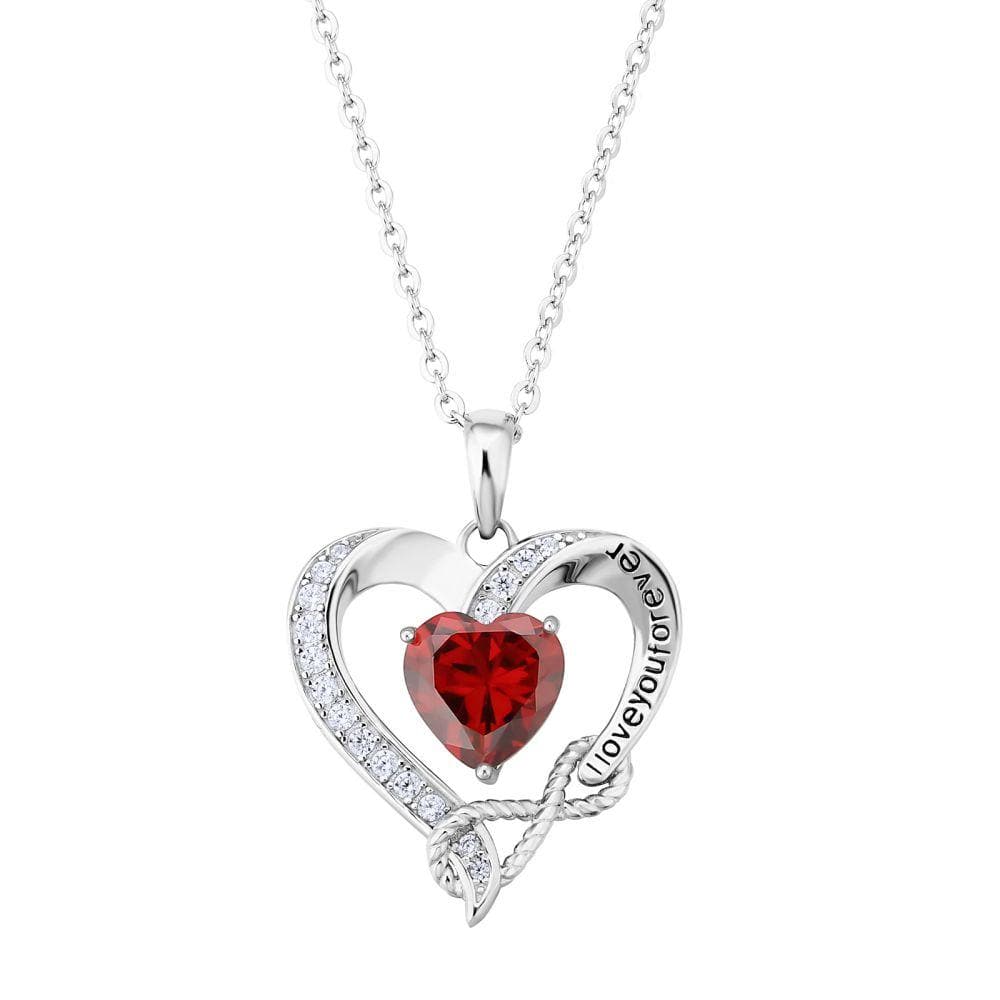 Wholesale 925 Sterling Silver January Birthstone Garnet Red Heart Pendant Forever Love