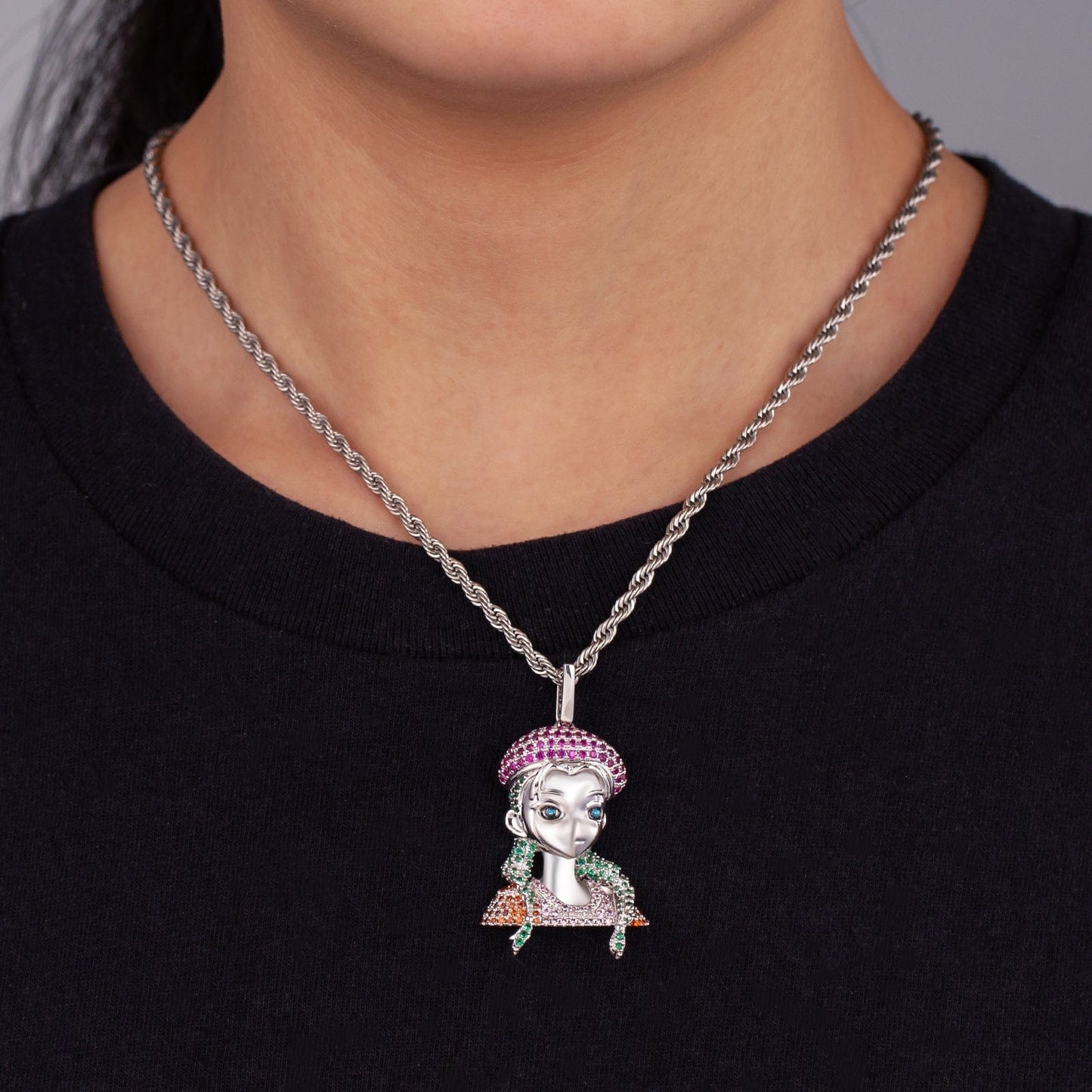 Whlosale Pendant Anime Girl in White Gold