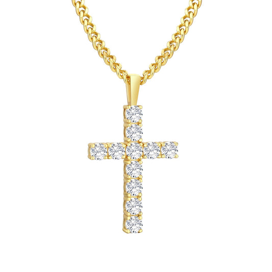 1.10 Carats VVS1 Moissanite Cross Pendant for Men 14K Gold/ White Gold