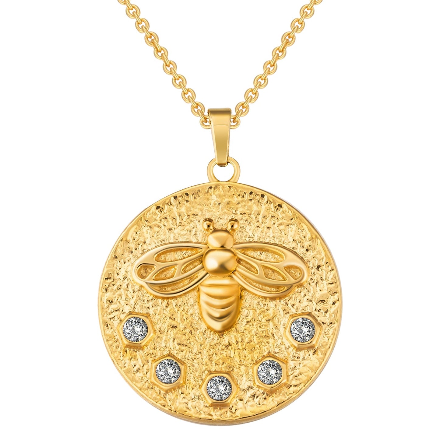 Wholesale Bee Gold Coin Pendant Necklace for Women