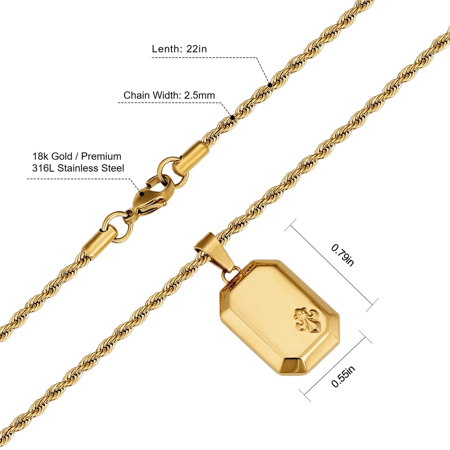 Wholesale Fleur de lis Iris Gold Coin Pendant Necklace with Rope Chain for Men