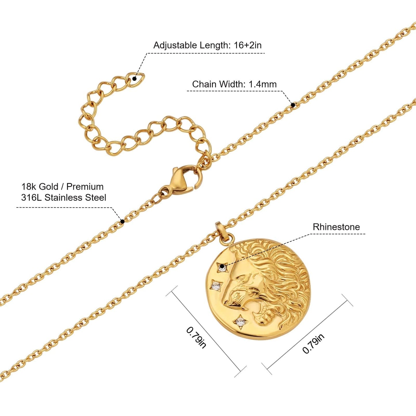 Wholesale Lion Gold Coin Pendant Necklace for Women