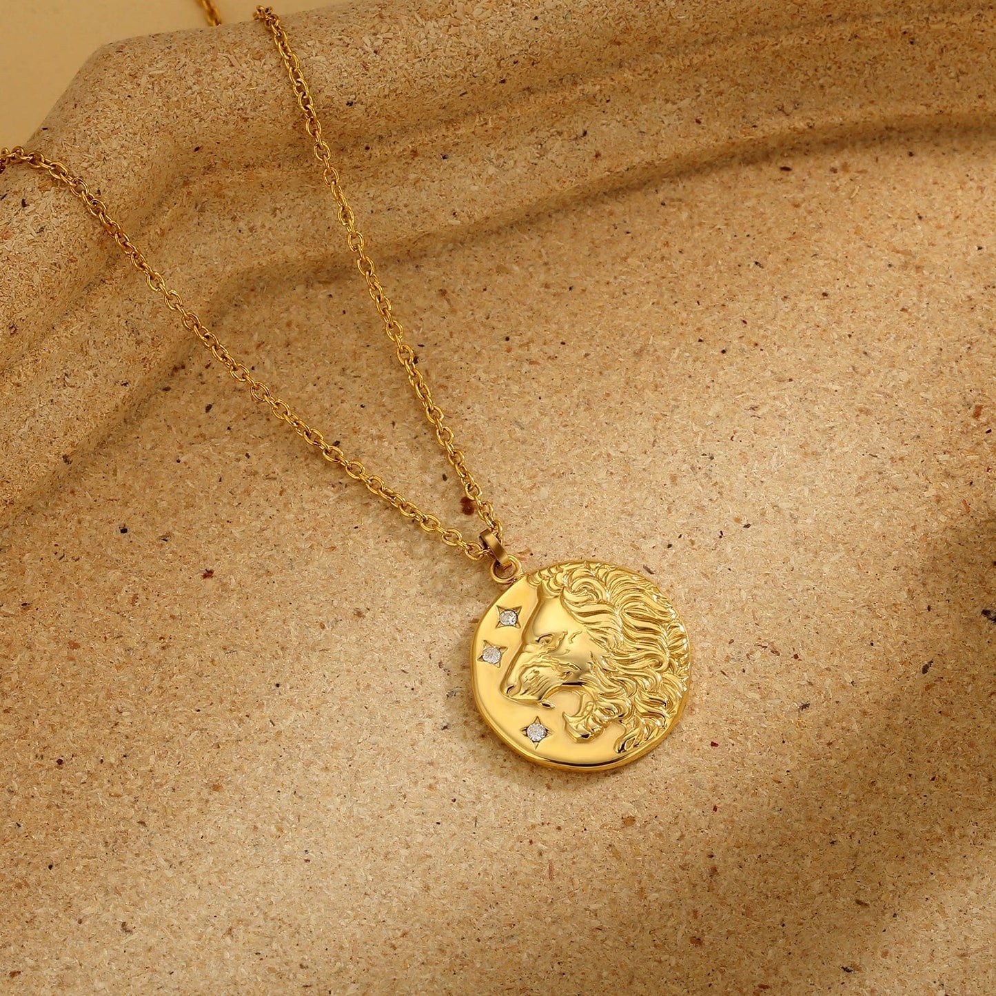 Wholesale Lion Gold Coin Pendant Necklace for Women