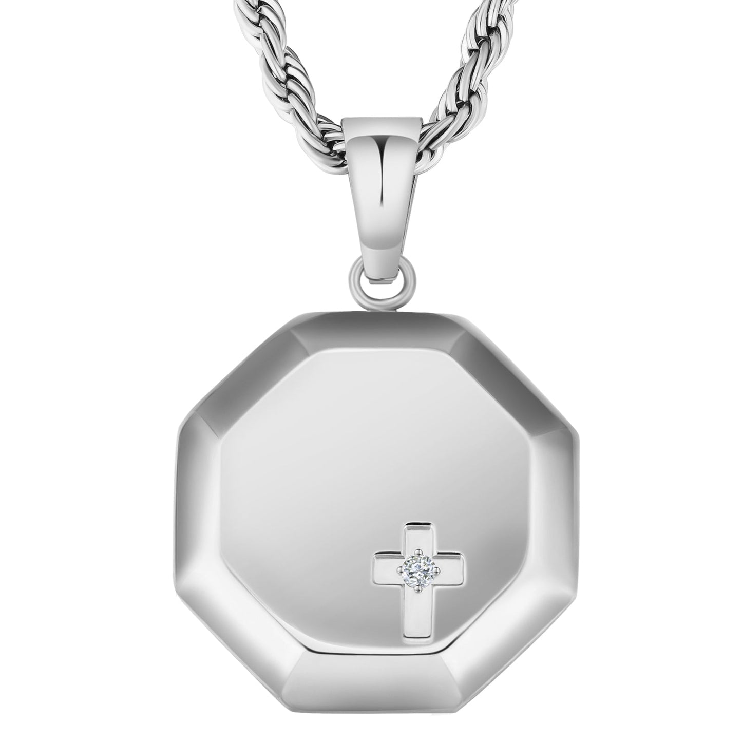 Wholesale Hexagon Cross Gold Coin Pendant Necklace with Rope Chain for Men