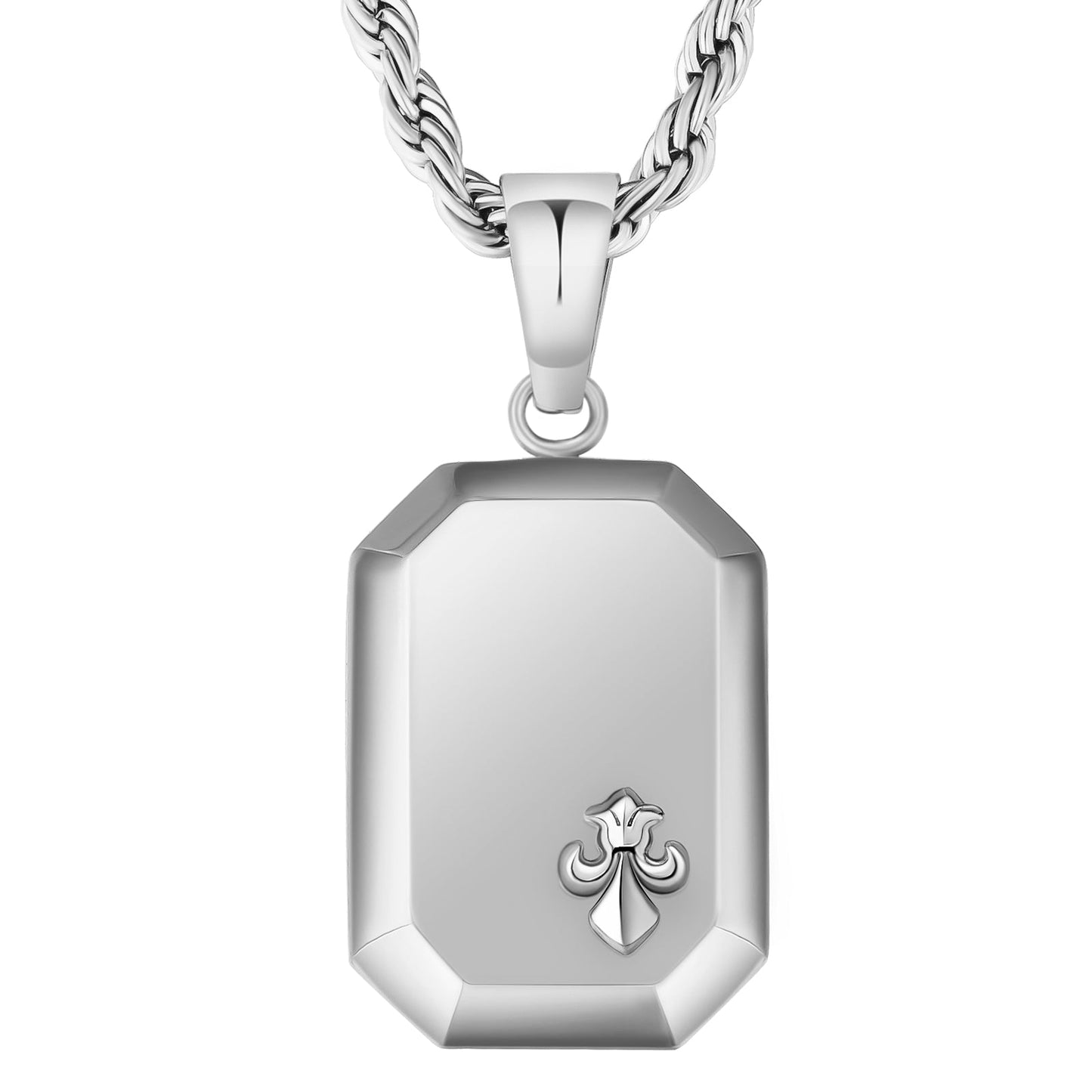 Wholesale Fleur de lis Iris Gold Coin Pendant Necklace with Rope Chain for Men