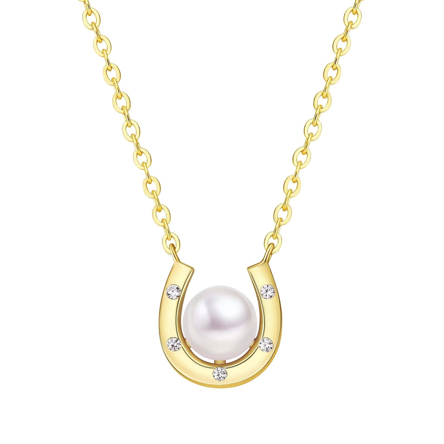 Wholesale Women Necklace Pearl Horseshoe Pendant CZ Stone for Women