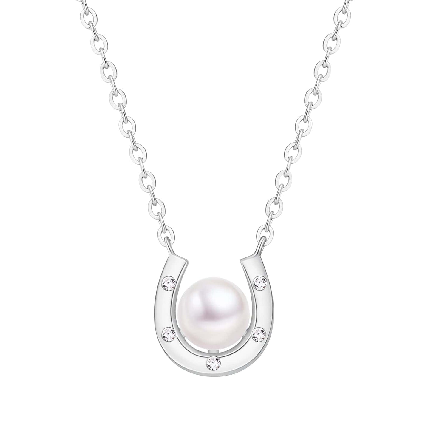 Wholesale Women Necklace Pearl Horseshoe Pendant CZ Stone for Women