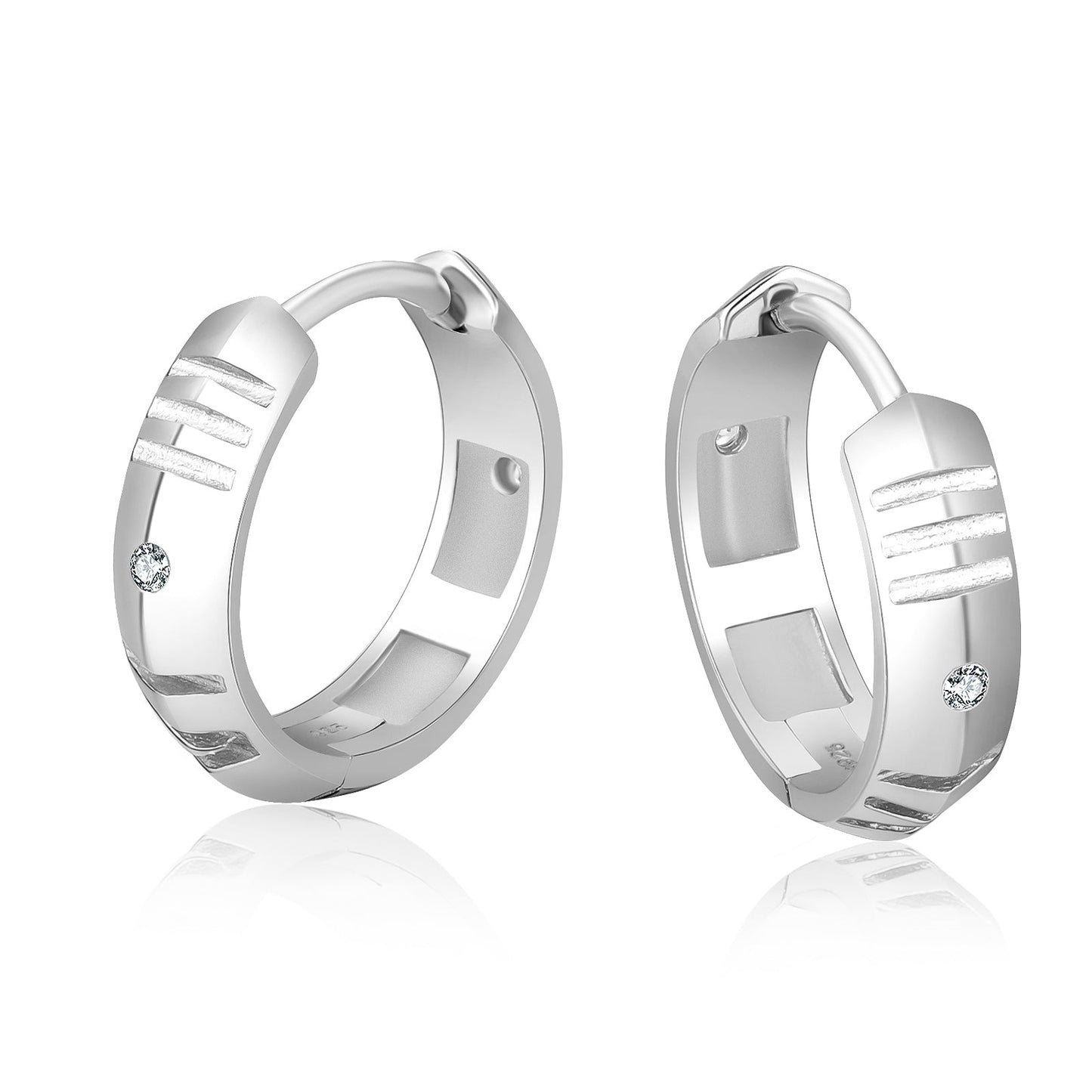 Wholesale Men's Earrings 15mm Roman Numerals Hoop Earrings for Men