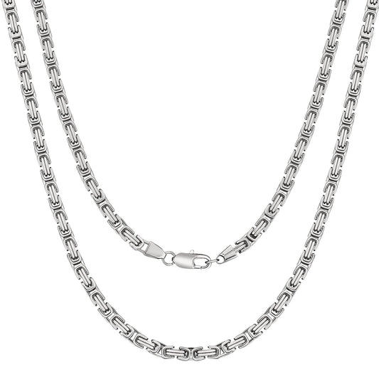 Wholesale Byzantine Chain Link Necklace 5mm Stainless Steel For Hip Hop Jewelry