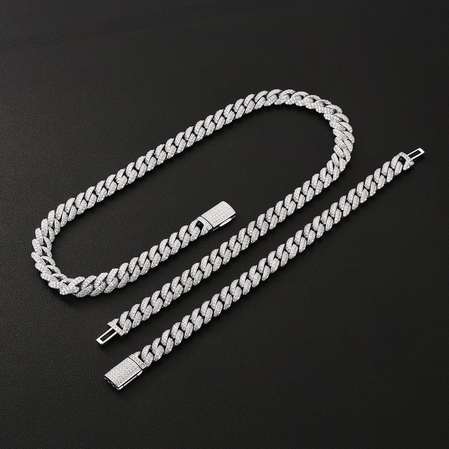 Wholesale VVS1 Moissanite Cuban Link Chain Necklace 10mm 925 Sterling Silver Hip Hop Chains Rhodium Plated