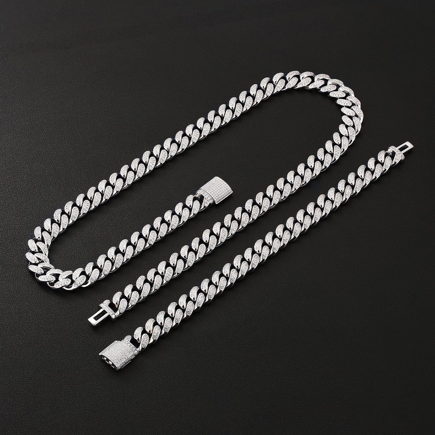 Wholesale VVS1 Moissanite Cuban Link Chain Necklace 12mm 925 Sterling Silver Hip Hop Chains Rhodium Plated Men Jewelry