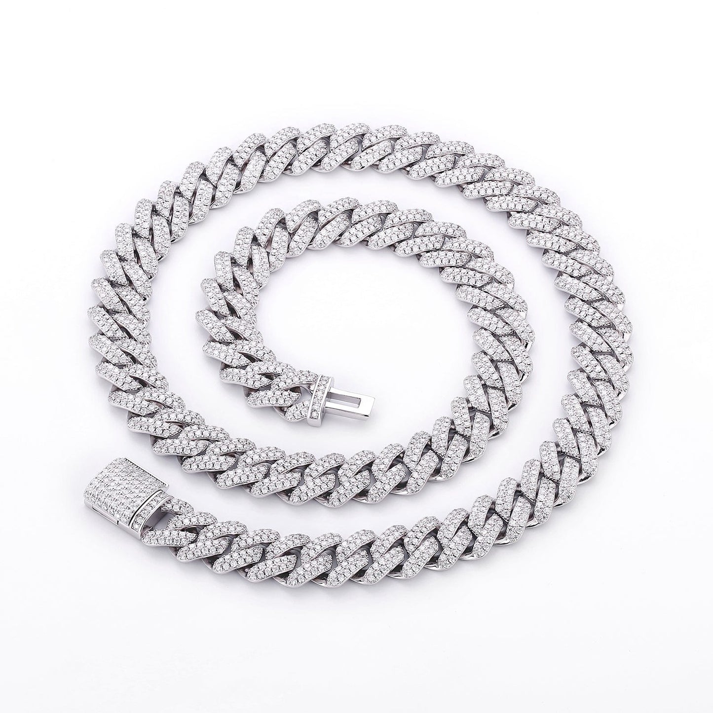 Wholesale VVS1 Moissanite Cuban Link Chain Necklace 14mm 925 Sterling Silver Hip Hop Chains Rhodium Plated Men Jewelry