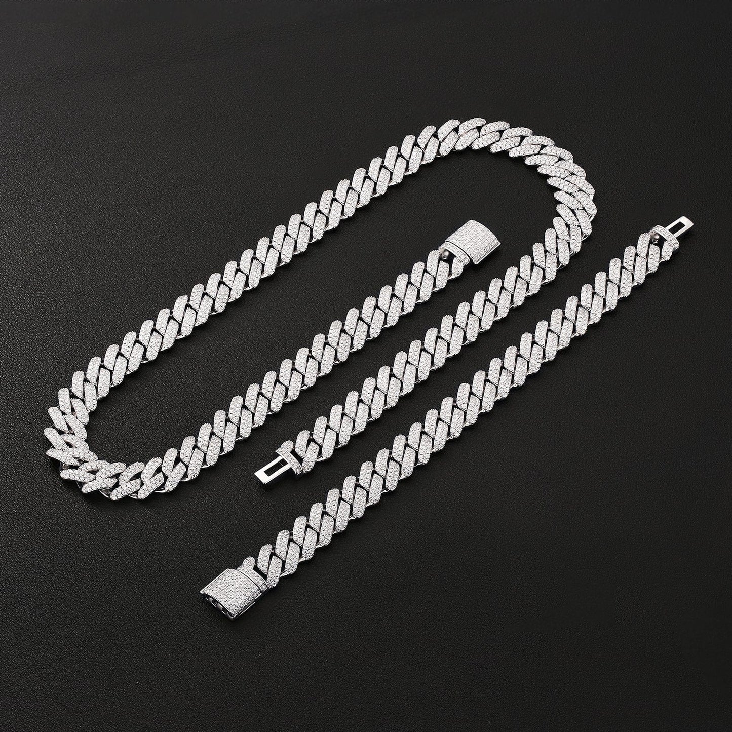 Wholesale VVS1 Moissanite Cuban Link Chain Necklace 14mm 925 Sterling Silver Hip Hop Chains Rhodium Plated Men Jewelry