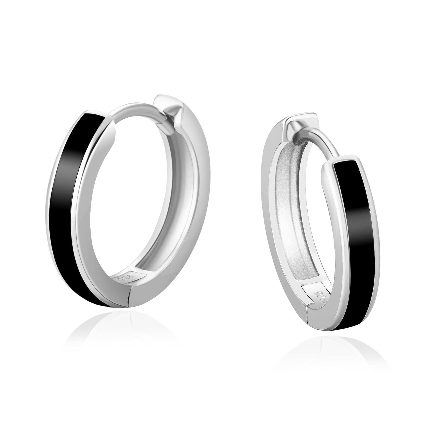 Wholesale Men's Earrings 15mm Sleek Black Hoop Earrings for Men