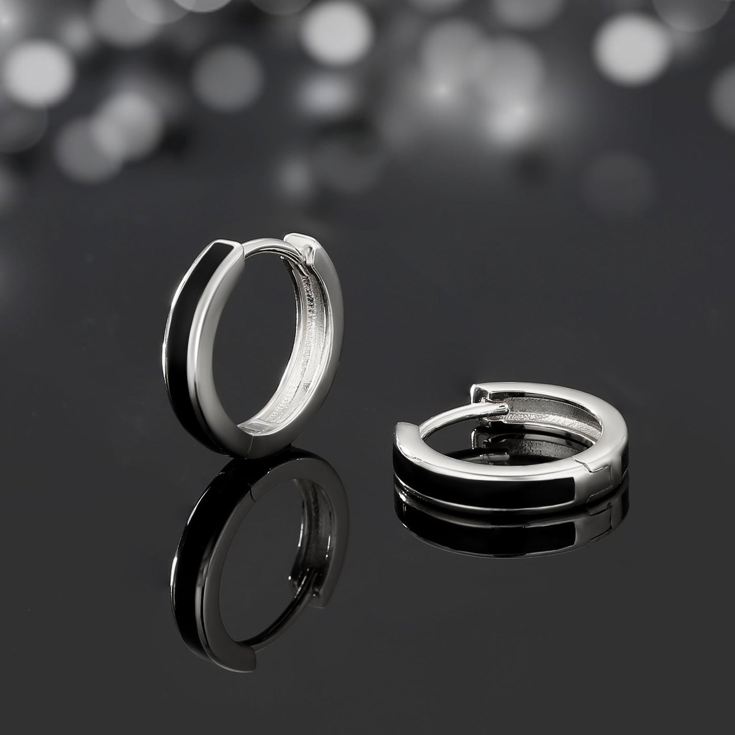 Wholesale Men's Earrings 15mm Sleek Black Hoop Earrings for Men