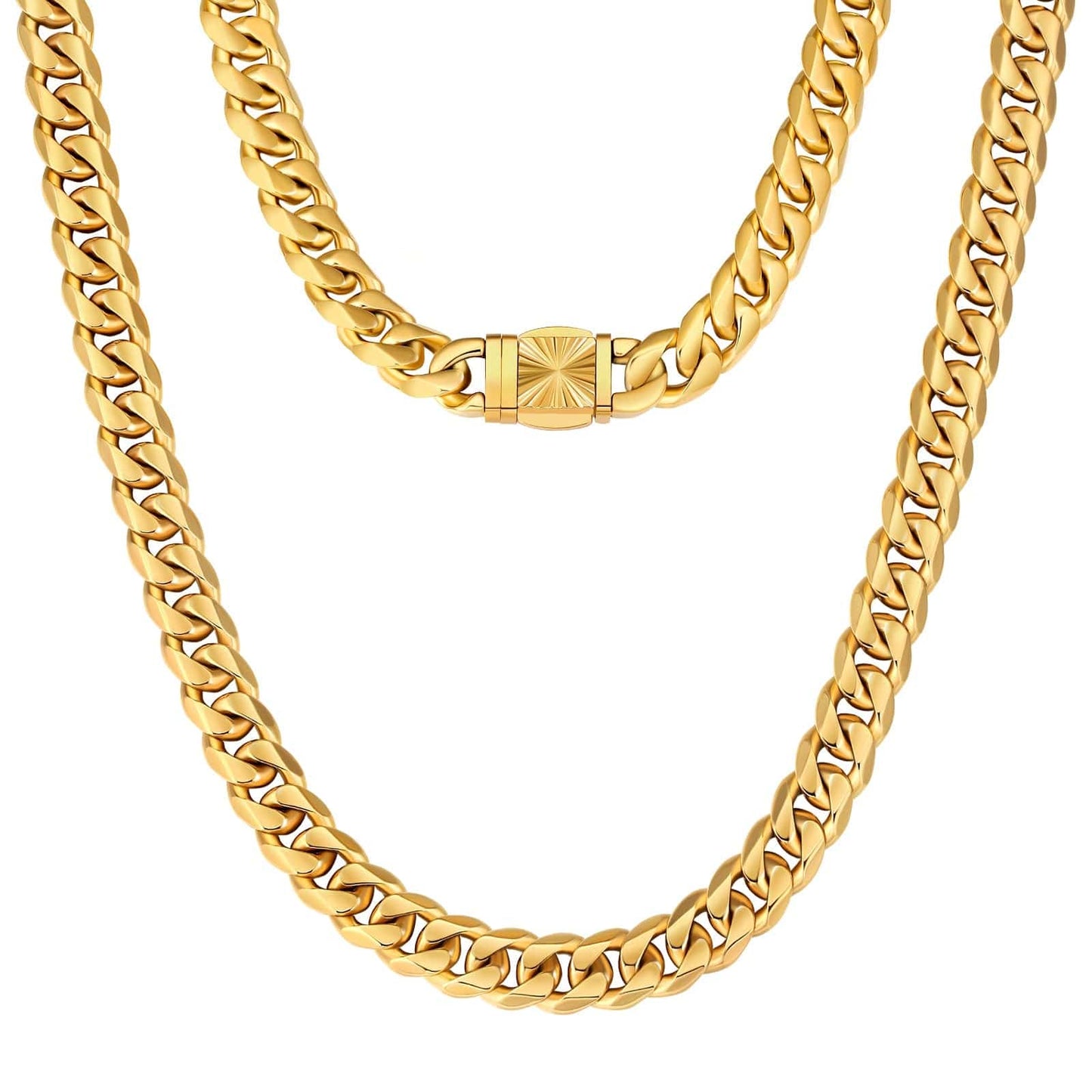 Wholesale Miami Cuban Link Chain Stainless Steel 12mm 6-Sided 18K Gold Plated