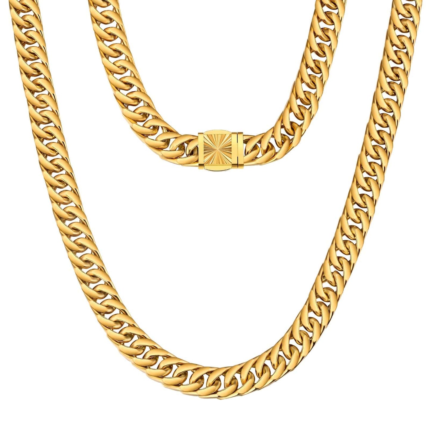 Wholesale Miami Cuban Link Chain Stainless Steel 12mm 4-Sided 18K Gold Plated