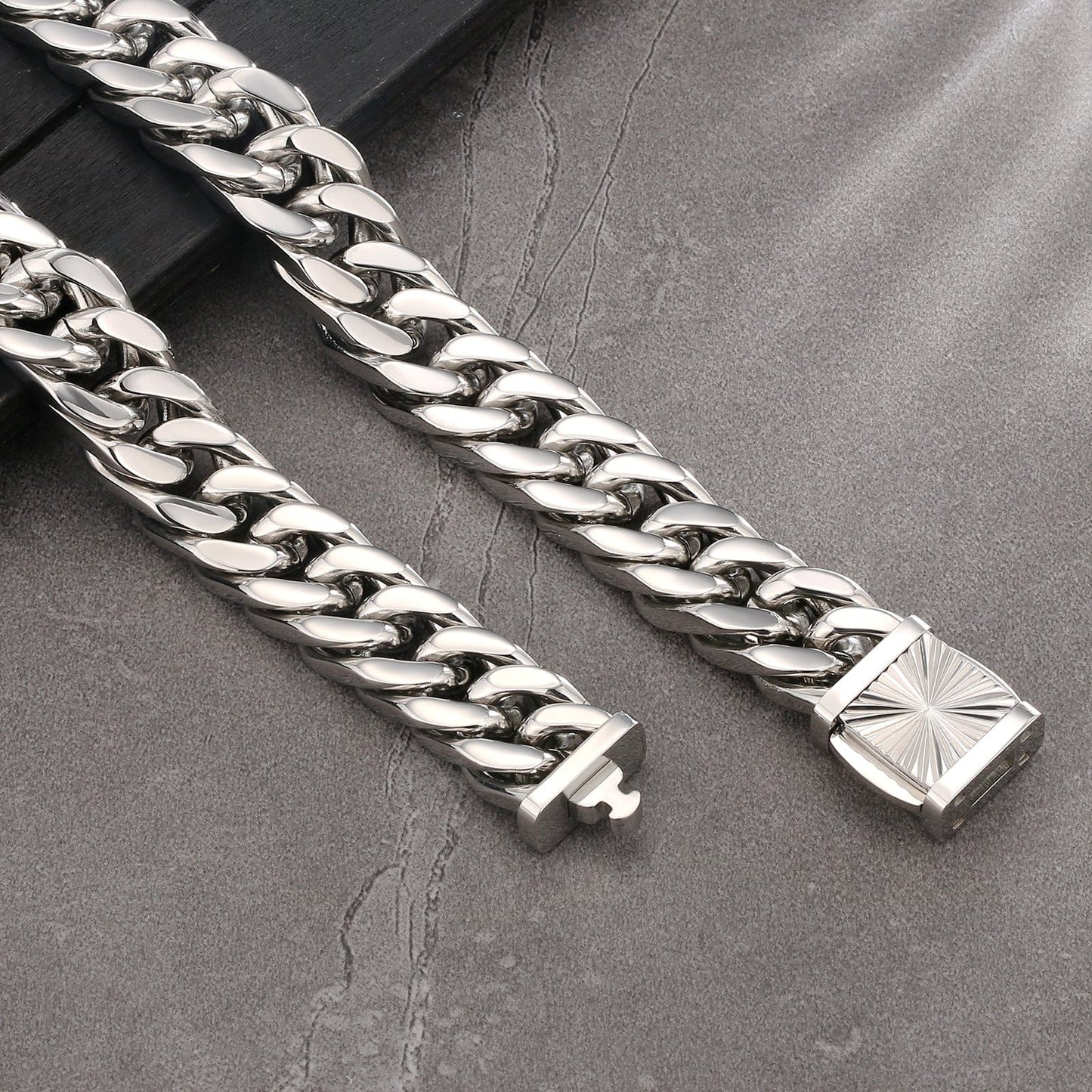 Wholesale Miami Cuban Link Chain Stainless Steel 12mm 4-Sided 18K Gold Plated