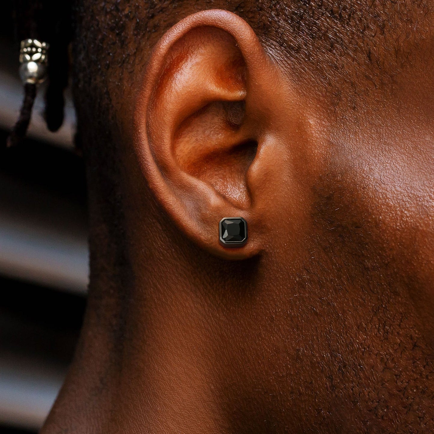 Wholesale Men's Earrings All Black CZ Iced Stud Earrings for Men