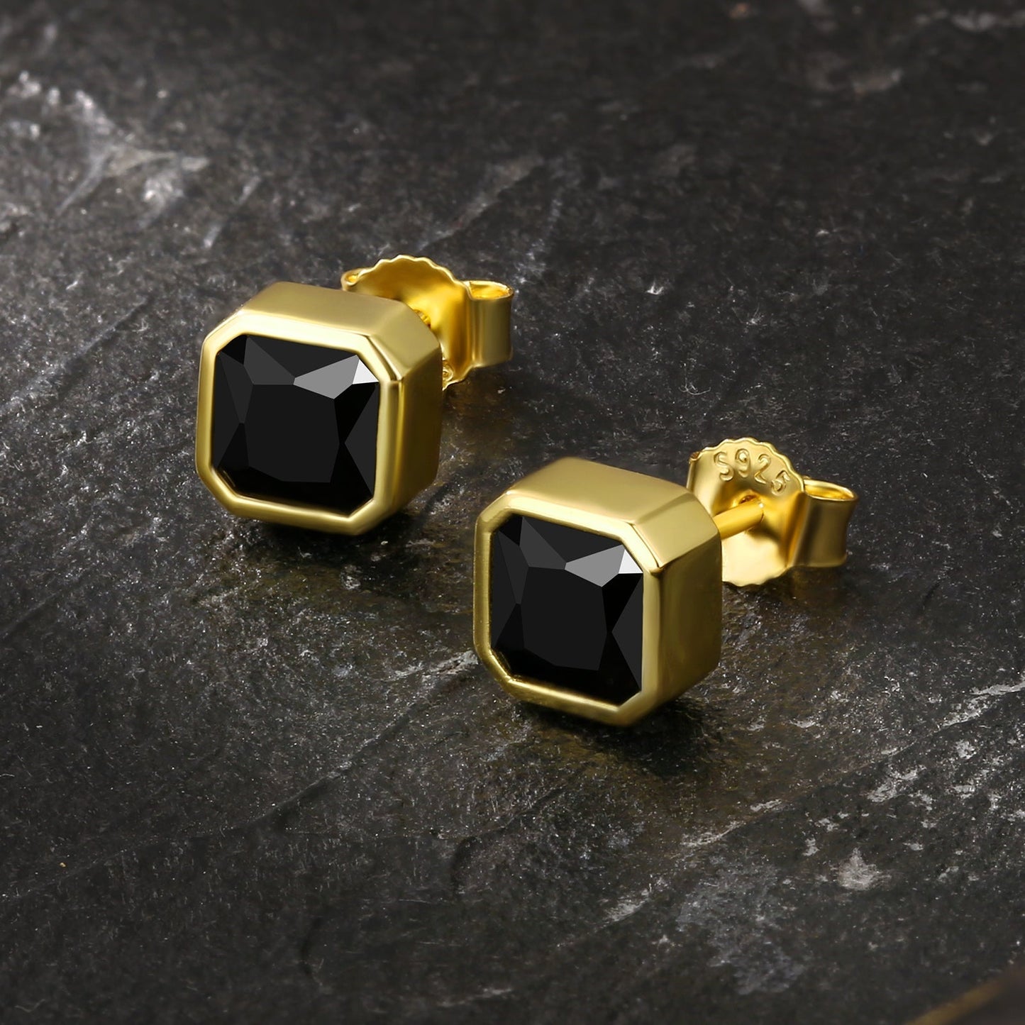 Wholesale Men's Earrings Minimalist Black CZ Iced Stud Earrings for Men