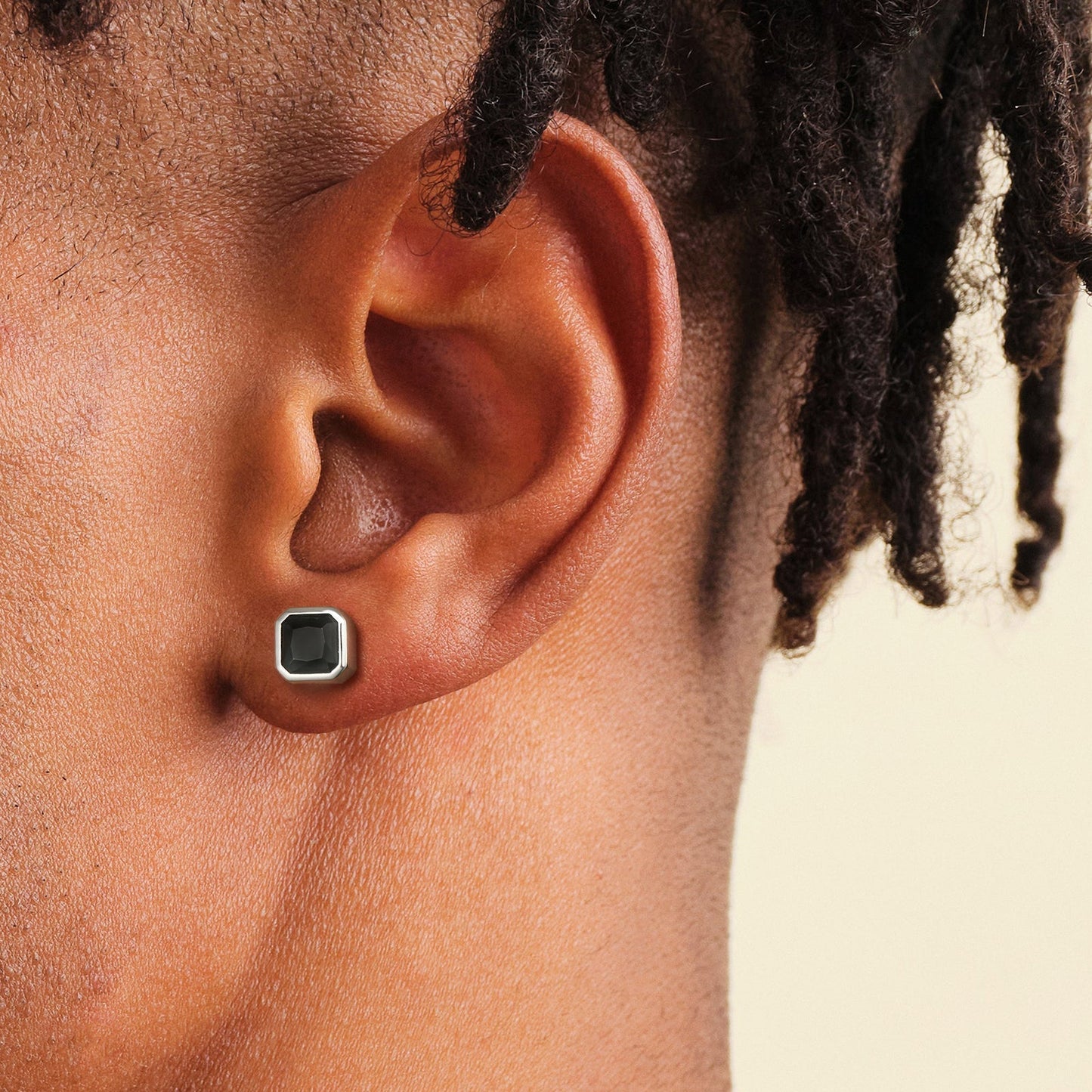 Wholesale Men's Earrings Minimalist Black CZ Iced Stud Earrings for Men