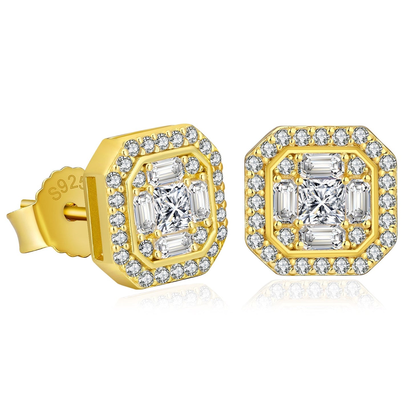 Wholesale Men's Earrings Square Full Iced CZ Stud Earrings for Men