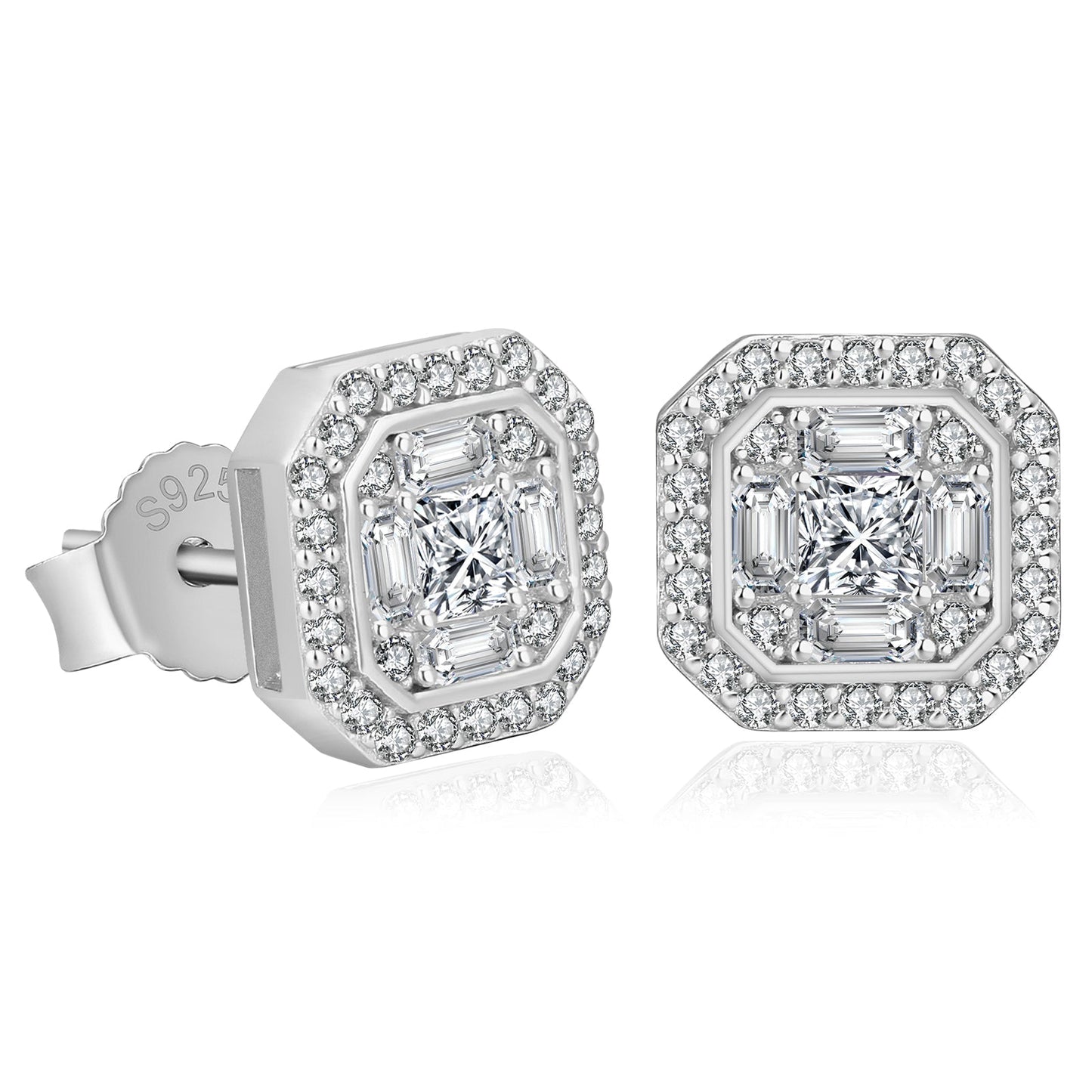 Wholesale Men's Earrings Square Full Iced CZ Stud Earrings for Men