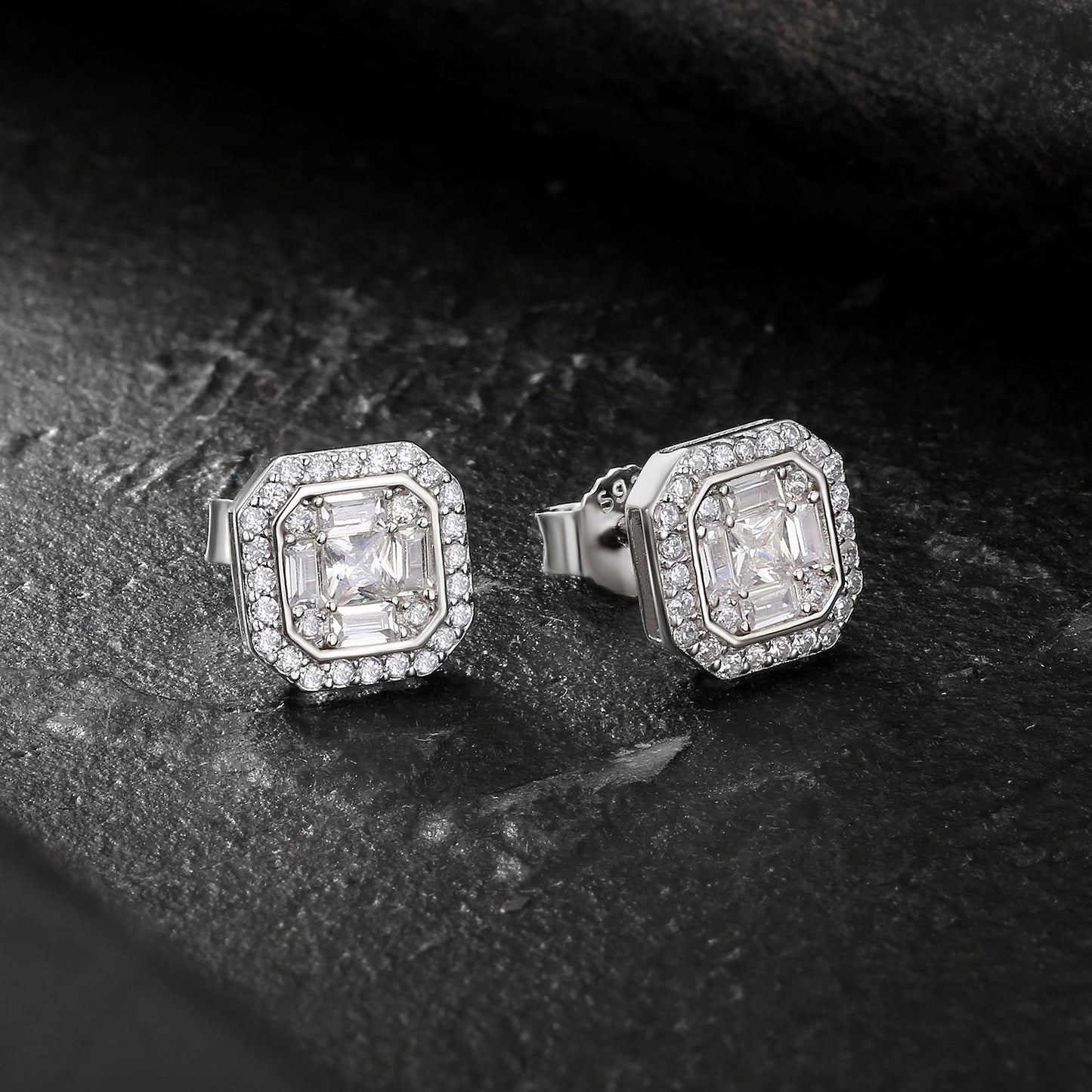 Wholesale Men's Earrings Square Full Iced CZ Stud Earrings for Men