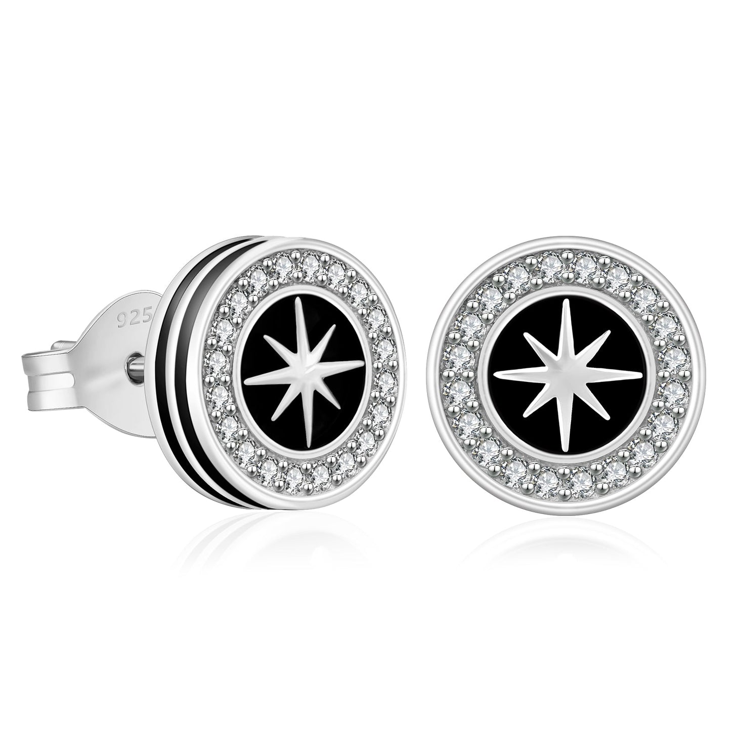 Wholesale Men's Earrings Stud Earrings 9mm Hexagram Iced Diamond CZ