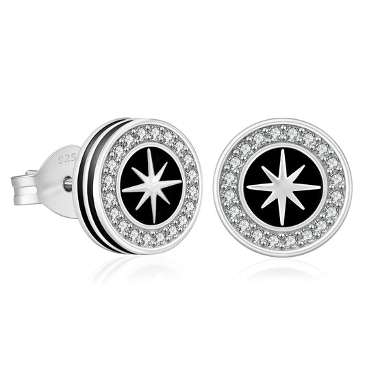 Wholesale Men's Earrings Stud Earrings 9mm Hexagram Iced Diamond CZ