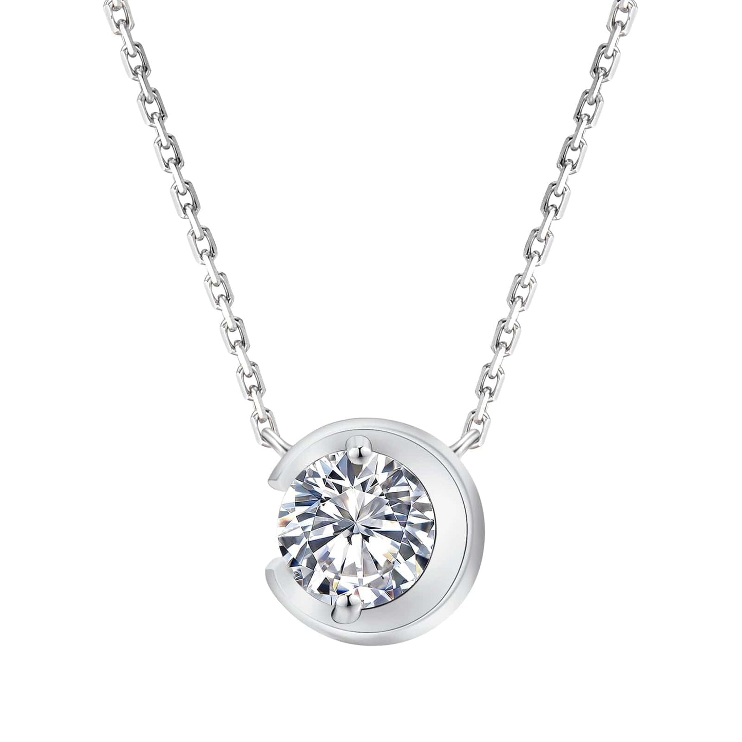 Wholesale VVS1 Moissanite Pendant Necklace 1.0 Carats Moon Shape Round for Women 0298