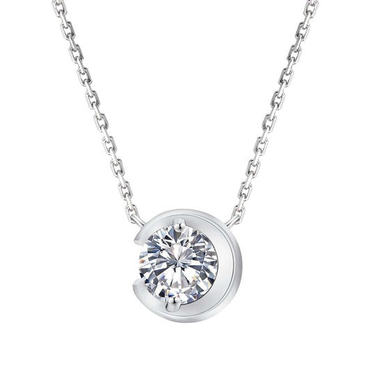 Wholesale VVS1 Moissanite Pendant Necklace 1.0 Carats Moon Shape Round for Women 0298