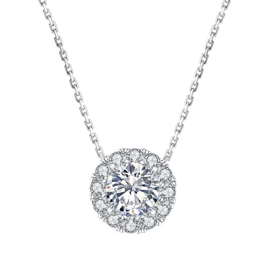 Wholesale VVS1 Moissanite Pendant Necklace 1.0 Carats Round Vintage Sparkling for Women 0299