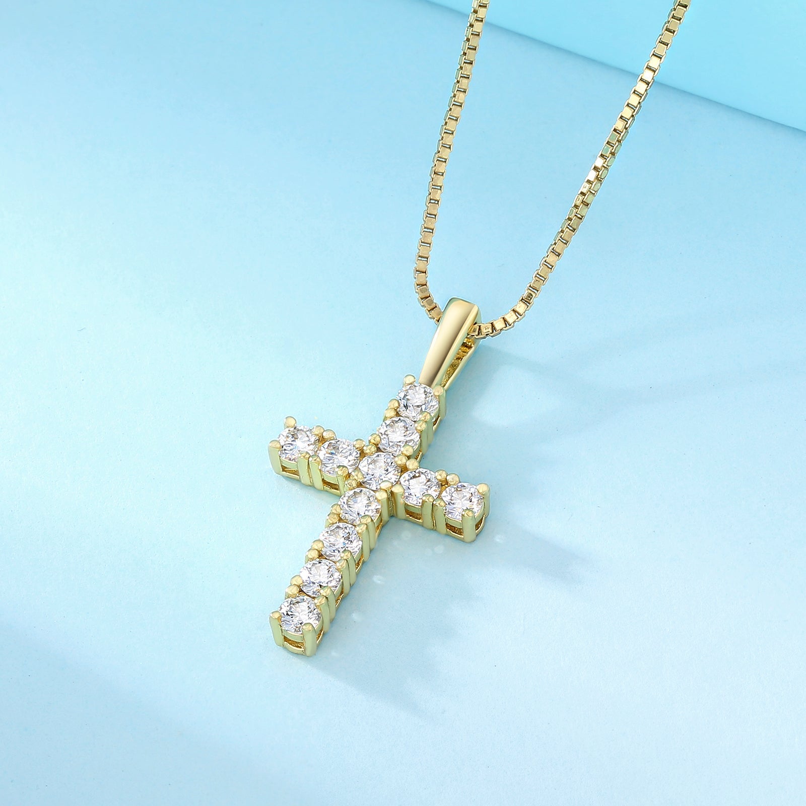 0.70 Carats VVS1 Moissanite Cross Pendant for Women 14K Gold/White Gold