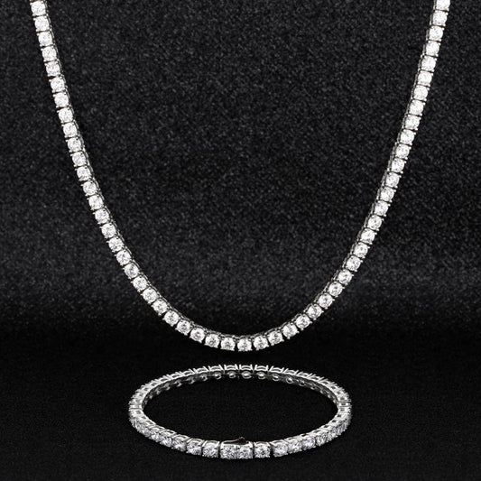 Wholesale Tennis Chain  3mm 4mm 5mm DEF VVS Moissanite  In 925 Silver Princess Cut