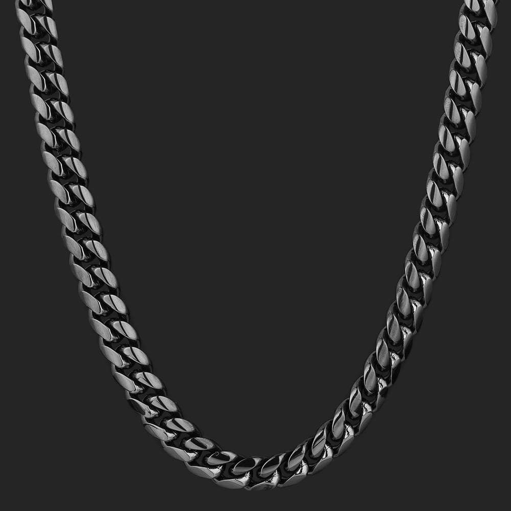 Wholesale Hip Hop Necklace 10mm Miami Cuban Link Chain With Black Gold Plated