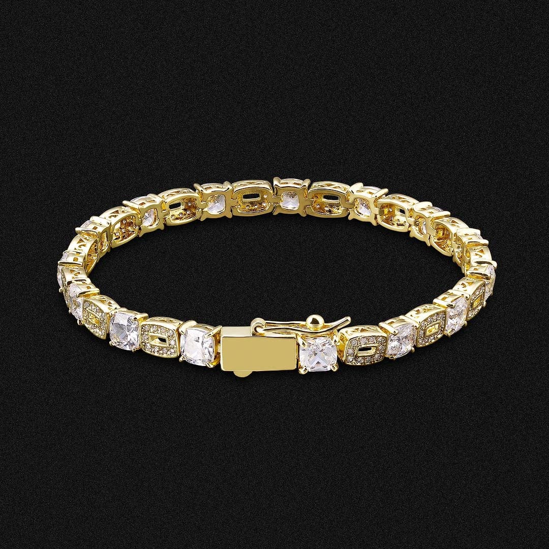 Hip Hop Bracelets Wholesale 5.5mm Clustered Charm Bracelet Iced Out CZ Diamond Plated 14K Gold Or Silver At Jewelry Factory Price