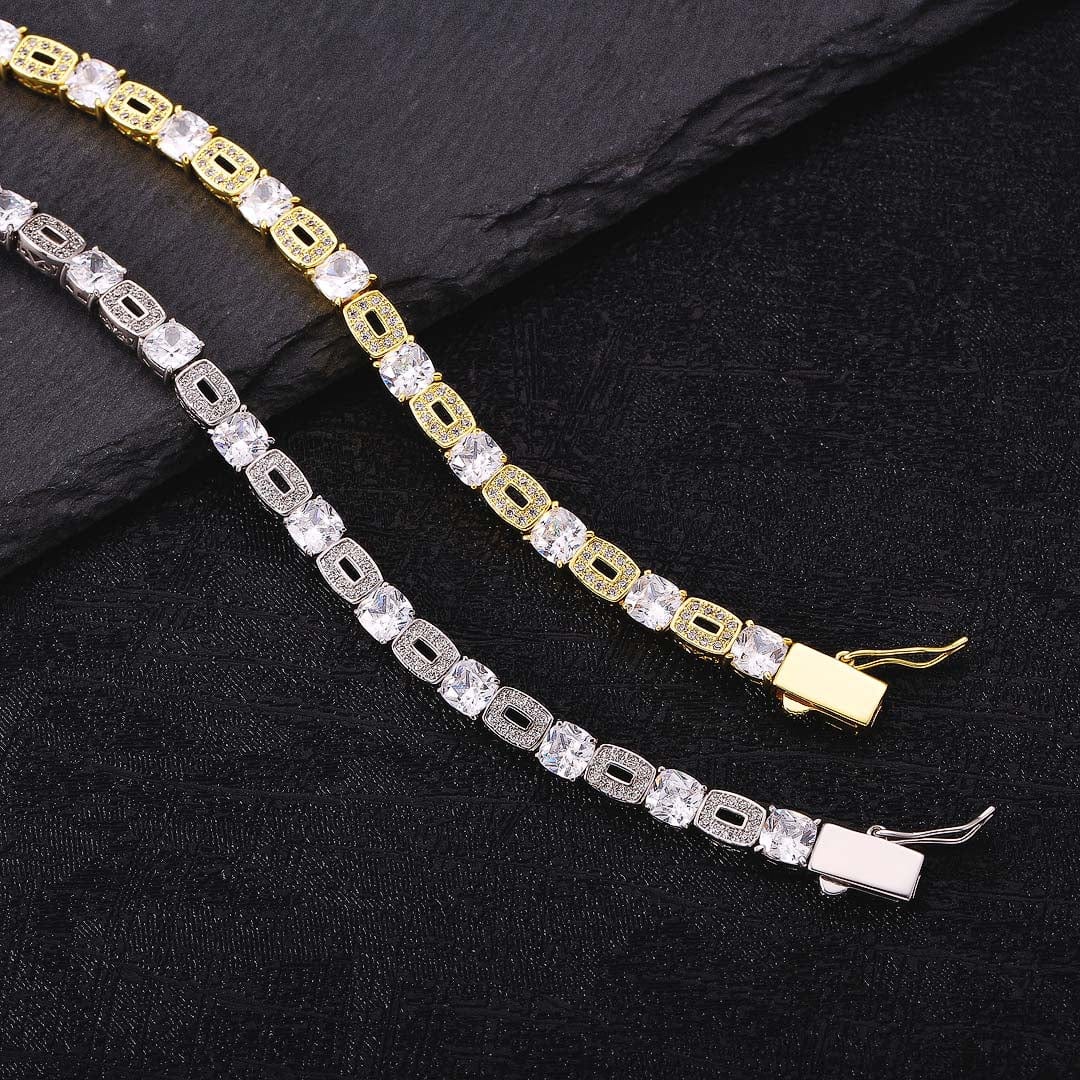 Hip Hop Bracelets Wholesale 5.5mm Clustered Charm Bracelet Iced Out CZ Diamond Plated 14K Gold Or Silver At Jewelry Factory Price