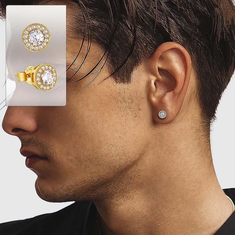 Wholesale 925 Sterling Silver Hip Hop Stud Earrings Diamond Earrings Round Square 7.5mm CZ Diamond Earrings Gold Fashion Jewelry