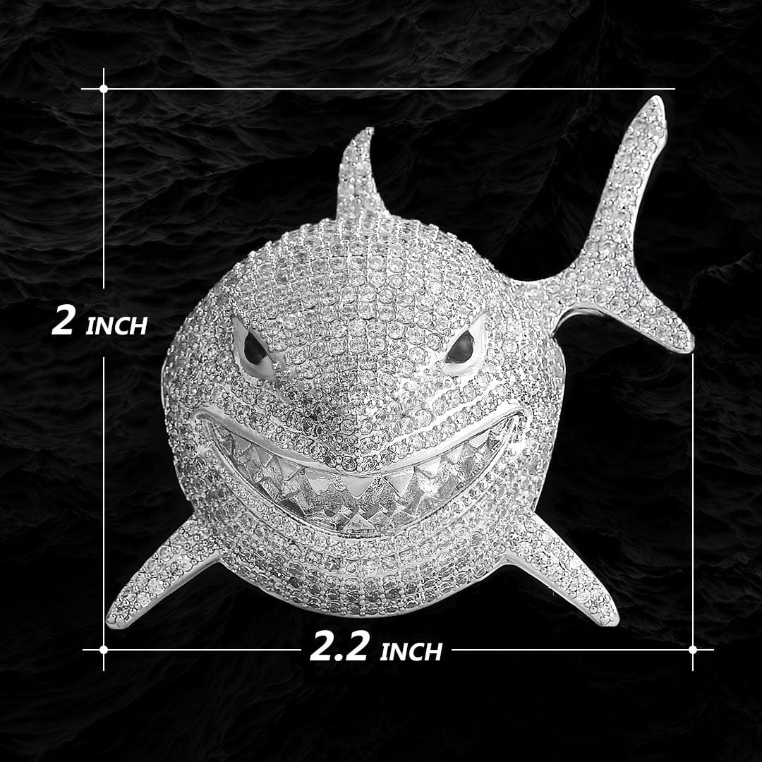 Iced Out Baby Shark Mens Pendant Necklace KRKC