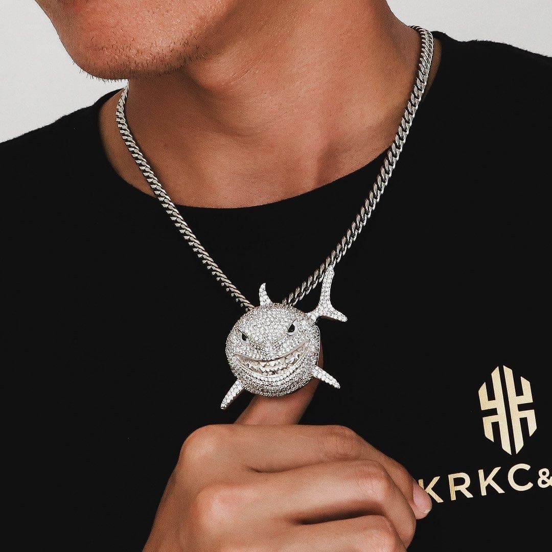 Wholesale Hip Hop Custom Animal 69 Shark Pendant Necklace Iced Out with CZ Custom Design Deposit