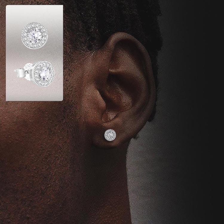 Wholesale 925 Sterling Silver Hip Hop Stud Earrings Diamond Earrings Round Square 7.5mm CZ Diamond Earrings Gold Fashion Jewelry