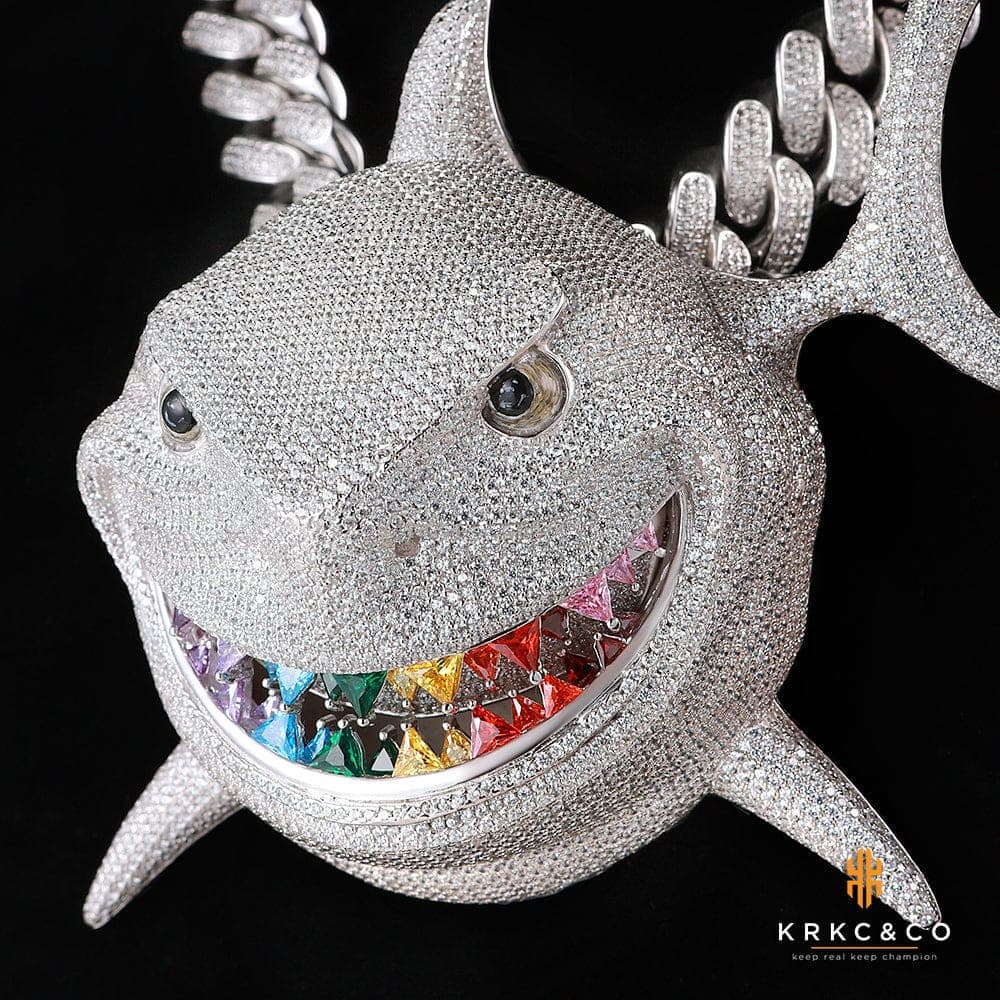 Wholesale Hip Hop Custom Animal 69 Shark Pendant Necklace Iced Out with CZ Custom Design Deposit