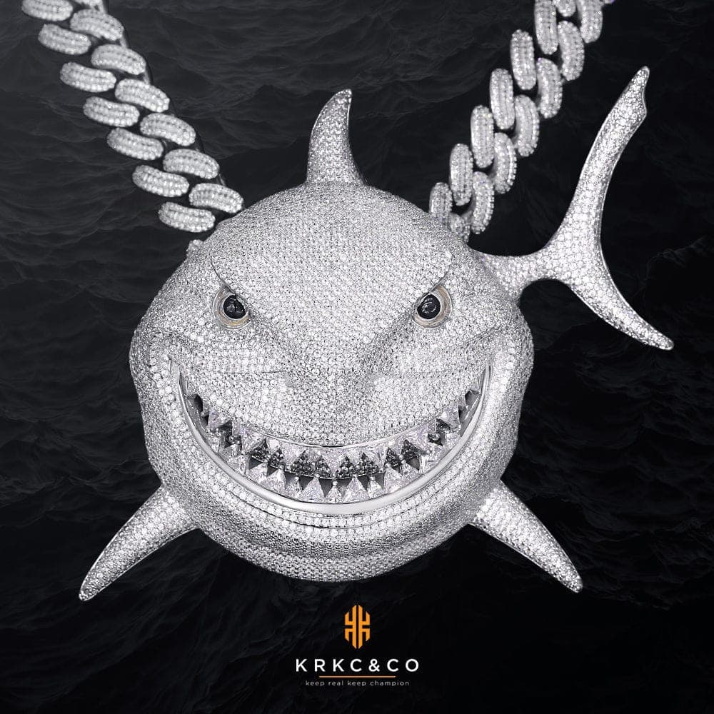 Wholesale Hip Hop Custom Animal 69 Shark Pendant Necklace Iced Out with CZ Custom Design Deposit