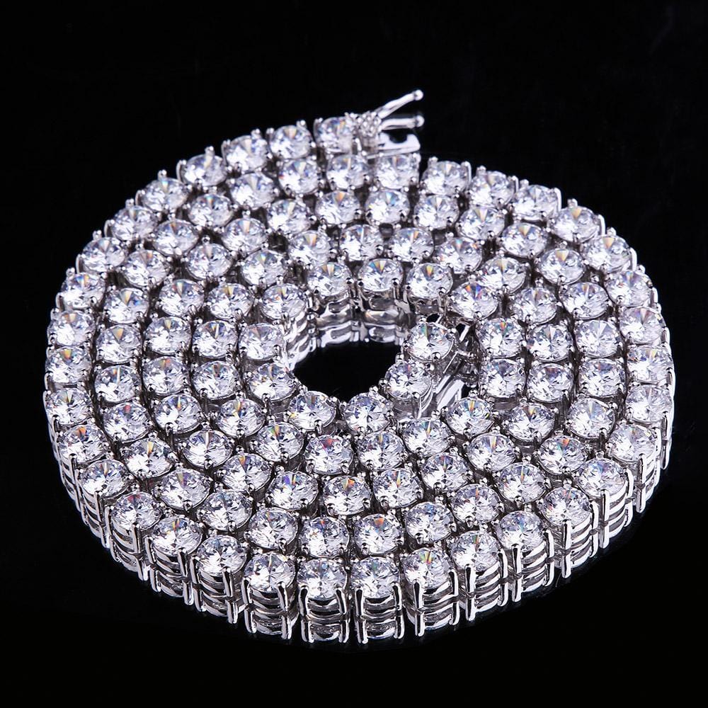 Wholesale 5mm Tennis Chain With Diamond CZ Plated White Gold