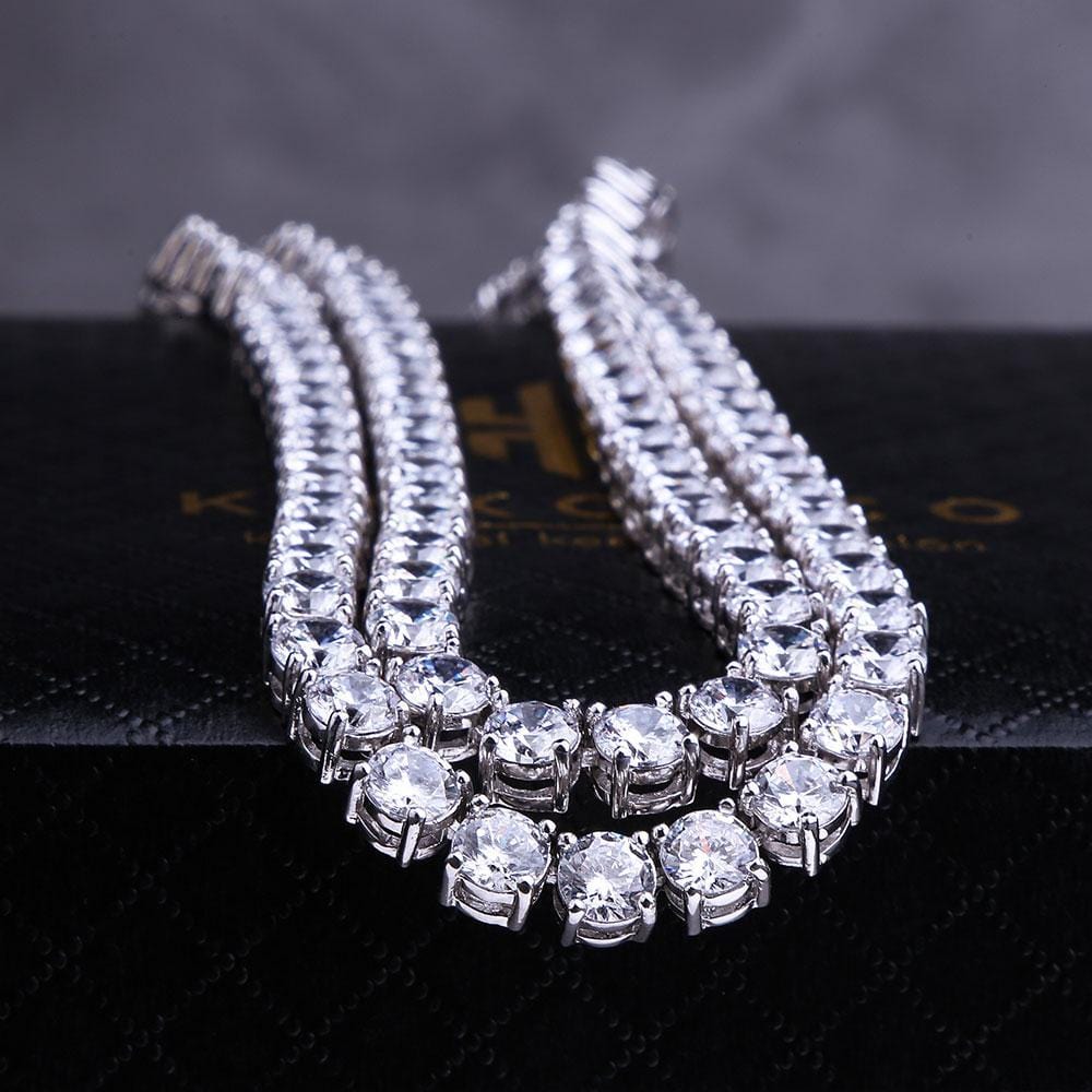 Wholesale 5mm Tennis Chain With Diamond CZ Plated White Gold